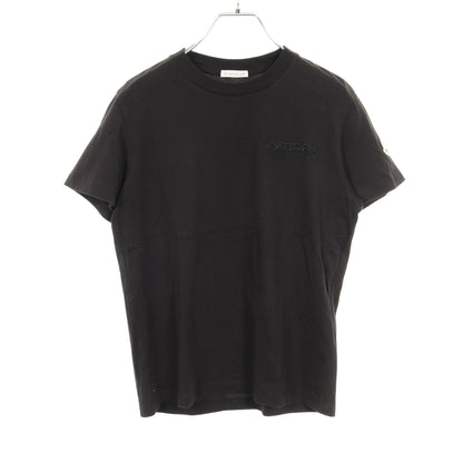 Tシャツ クルーネック 半袖 ロゴ刺繍 ビーズ コットン ブラック モンクレール トップス MONCLER