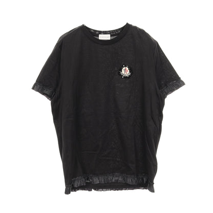 GENIUS 4 SIMONE ROCHA Tシャツ クルーネック 半袖 コットン ブラック フリル ビジュー モンクレール トップス MONCLER