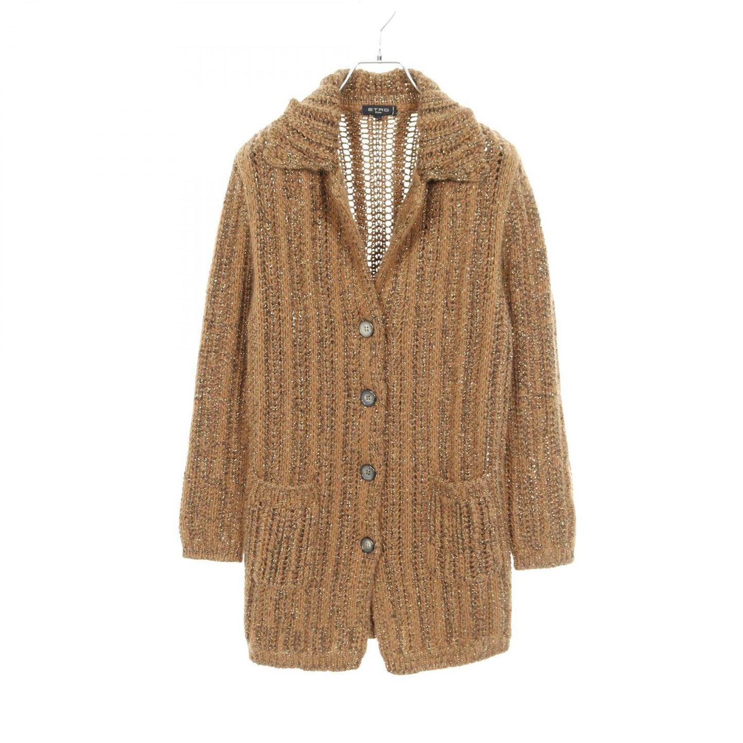 カーディガン ウール レーヨン アンゴラ ブラウン ゴールド エトロ トップス ETRO