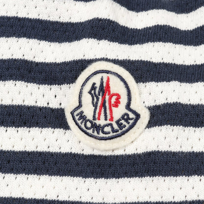 Tシャツ クルーネック 半袖 ボーダー コットン ネイビー オフホワイト メッシュ モンクレール トップス MONCLER