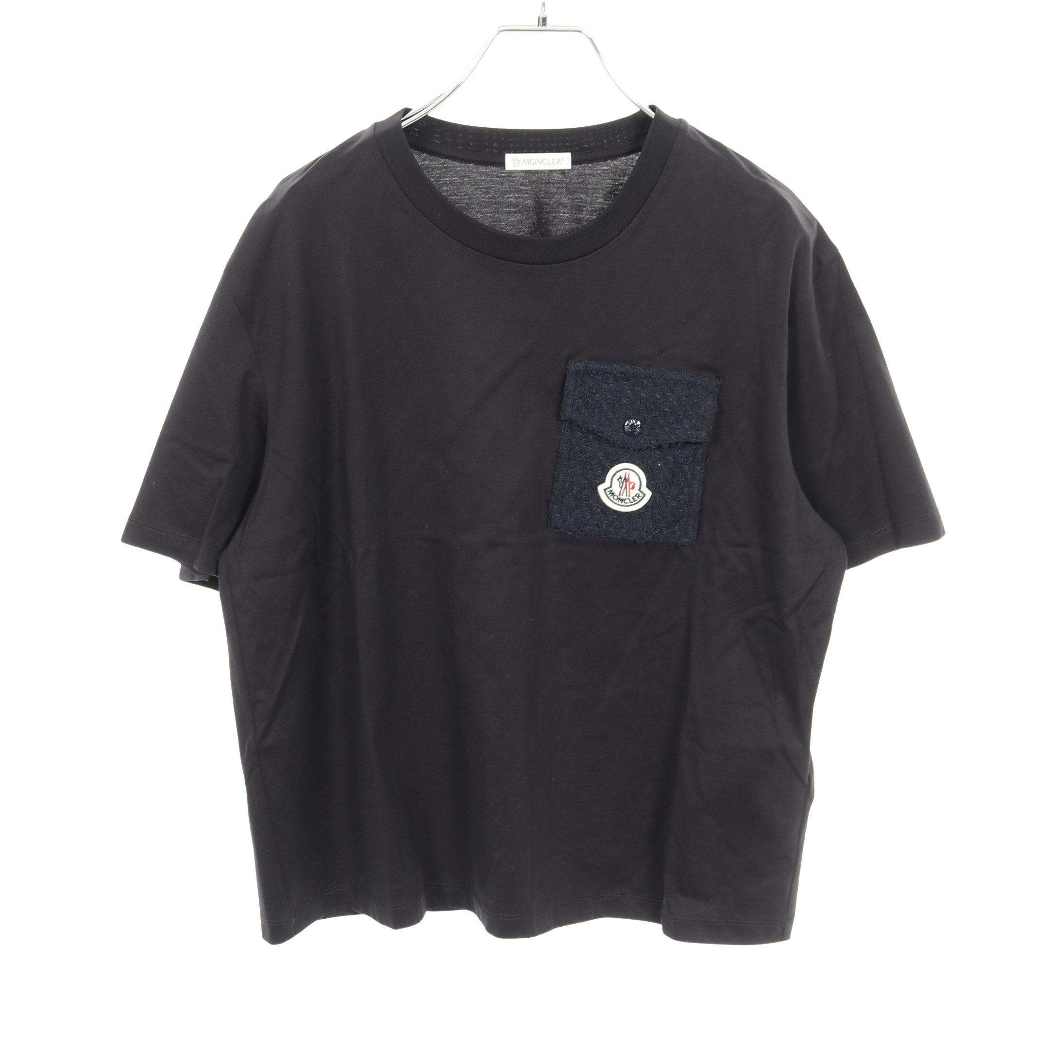 Tシャツ クルーネック 半袖 コットン ダークネイビー ツイードポケット
