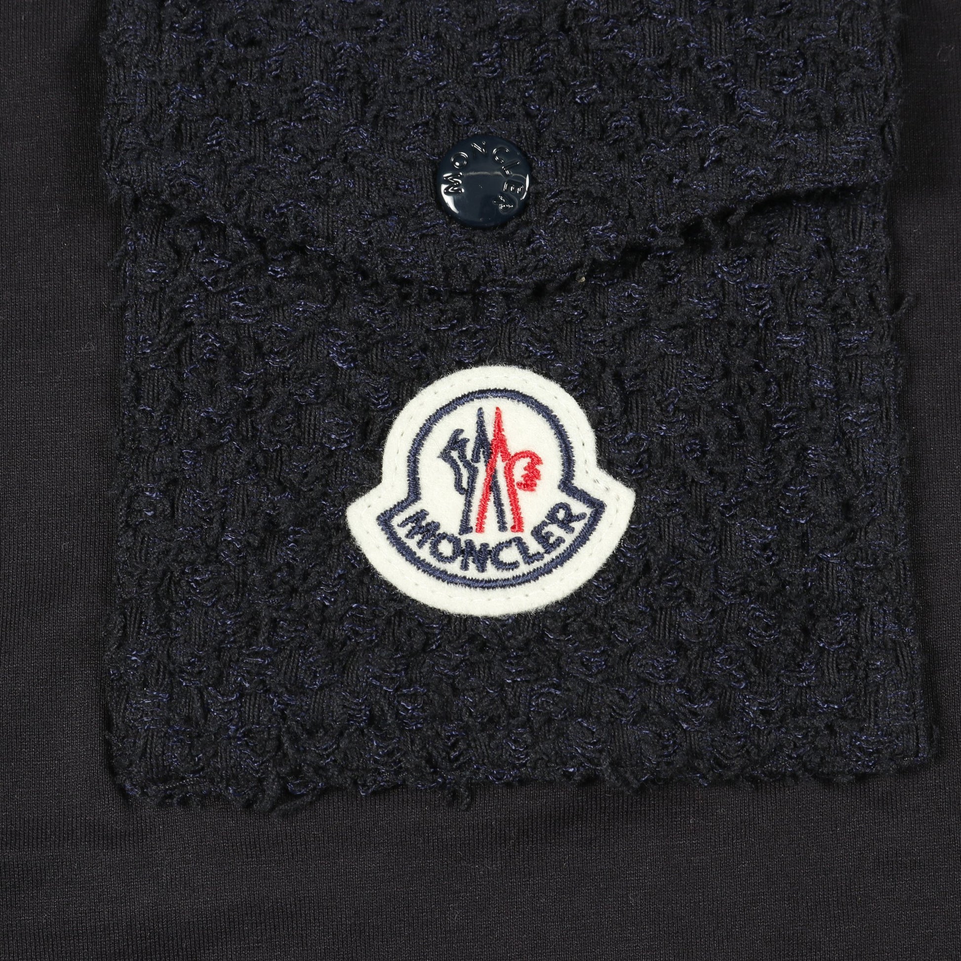 Tシャツ クルーネック 半袖 コットン ダークネイビー ツイードポケット付き モンクレール トップス MONCLER