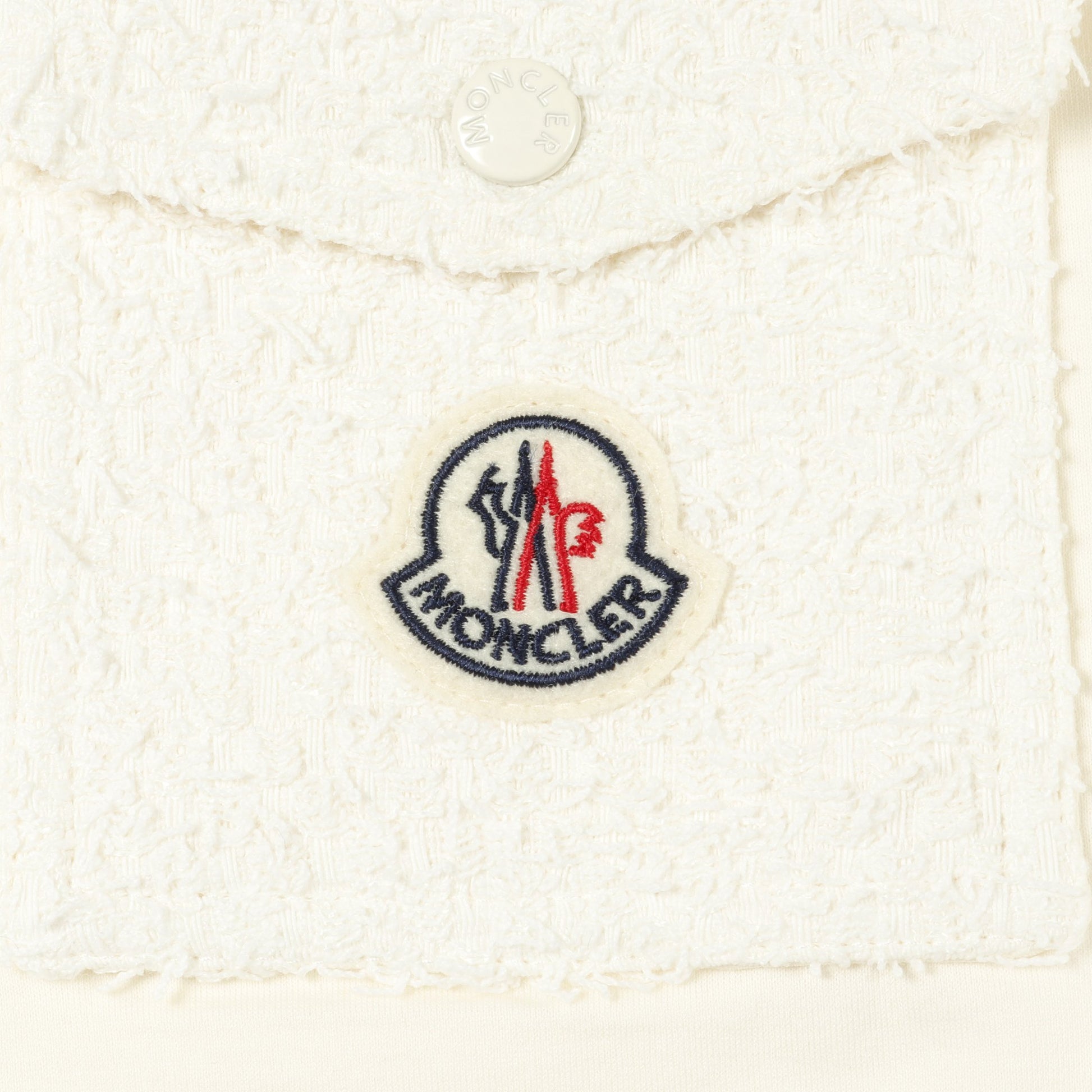 Tシャツ クルーネック 半袖 コットン アイボリー ツイードポケット付き モンクレール トップス MONCLER