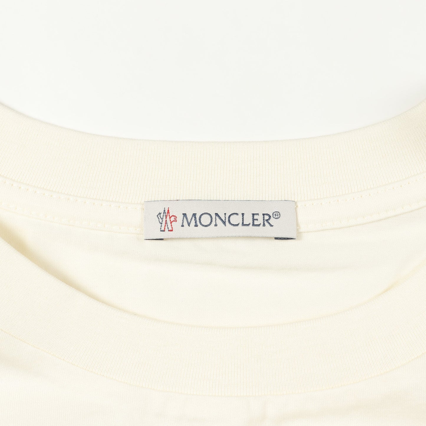 Tシャツ クルーネック 半袖 コットン アイボリー ツイードポケット付き モンクレール トップス MONCLER