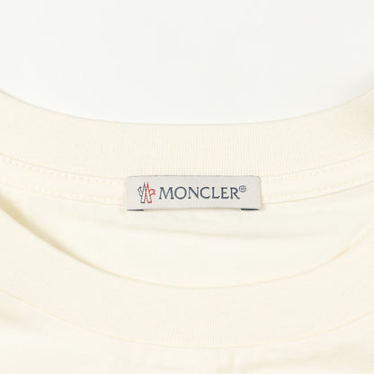 Tシャツ クルーネック 半袖 コットン アイボリー ツイードポケット付き モンクレール トップス MONCLER