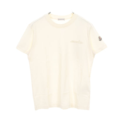 Tシャツ クルーネック 半袖 ロゴ刺繍 ビーズ コットン アイボリー モンクレール トップス MONCLER
