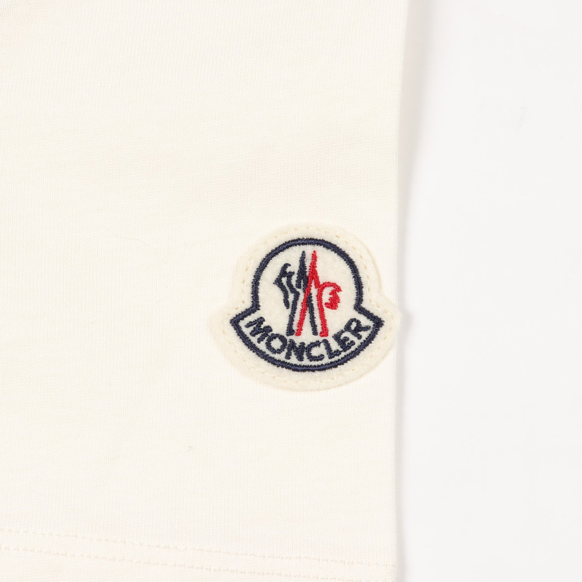 Tシャツ クルーネック 半袖 ロゴ刺繍 ビーズ コットン アイボリー モンクレール トップス MONCLER