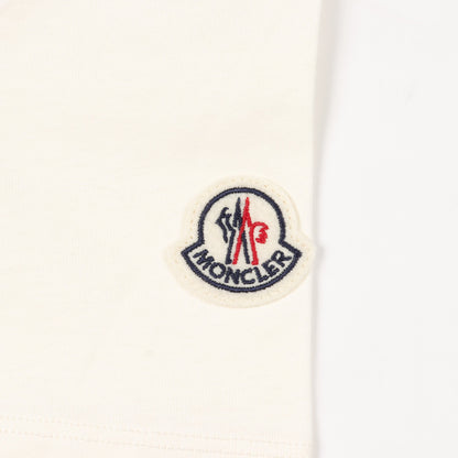 Tシャツ クルーネック 半袖 ロゴ刺繍 ビーズ コットン アイボリー モンクレール トップス MONCLER