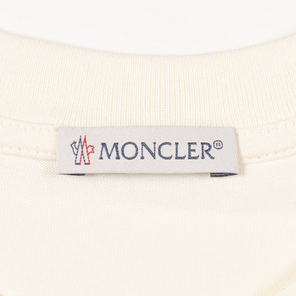 Tシャツ クルーネック 半袖 ロゴ刺繍 ビーズ コットン アイボリー モンクレール トップス MONCLER