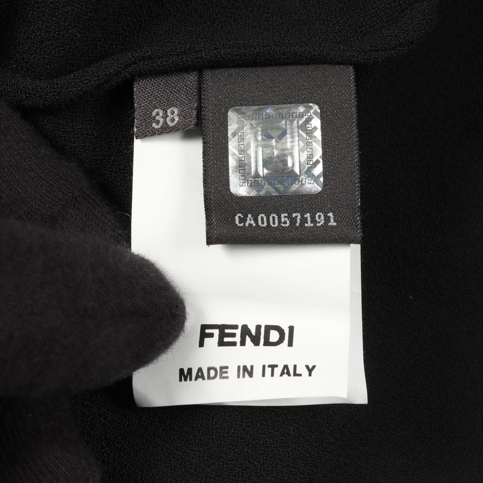 ワンピース 半袖 ビスコース ウール ブラック フェンディ ワンピース FENDI