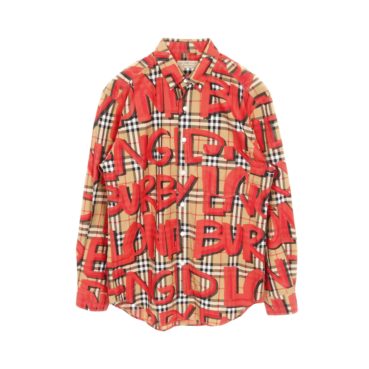 ノバチェック シャツ ロゴプリント コットン ベージュ レッド マルチカラー バーバリー トップス BURBERRY