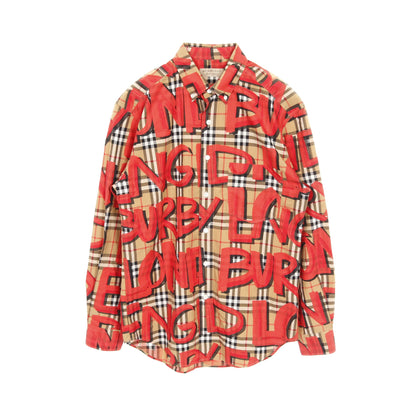 ノバチェック シャツ ロゴプリント コットン ベージュ レッド マルチカラー バーバリー トップス BURBERRY