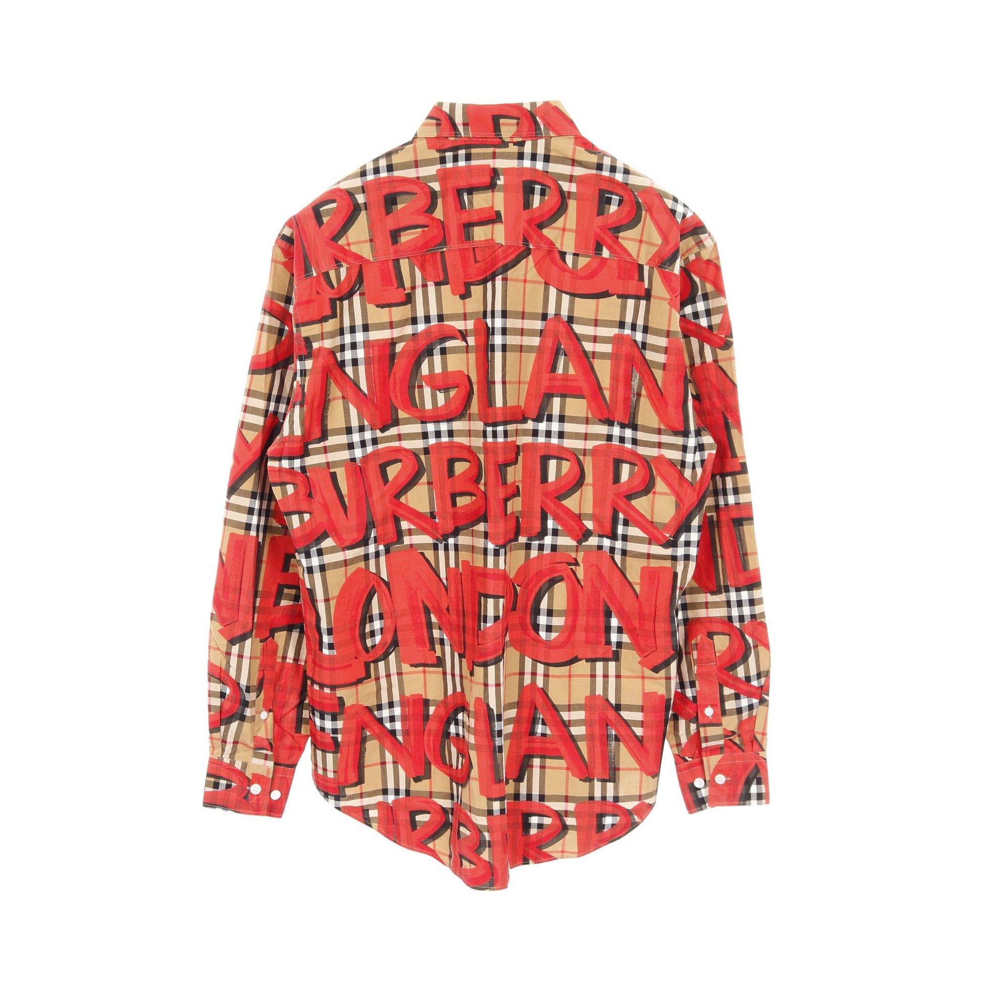 ノバチェック シャツ ロゴプリント コットン ベージュ レッド マルチカラー バーバリー トップス BURBERRY