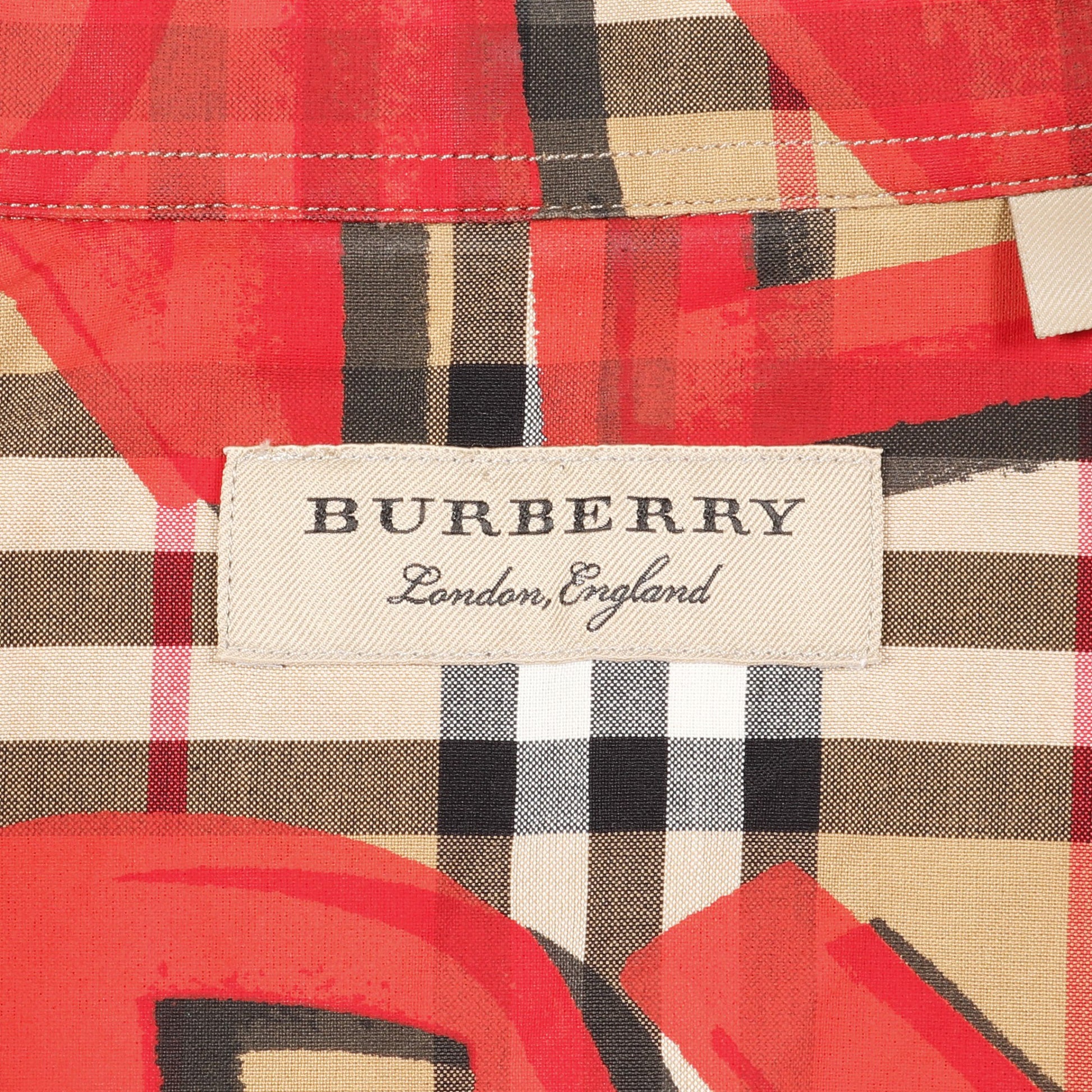 ノバチェック シャツ ロゴプリント コットン ベージュ レッド マルチカラー バーバリー トップス BURBERRY