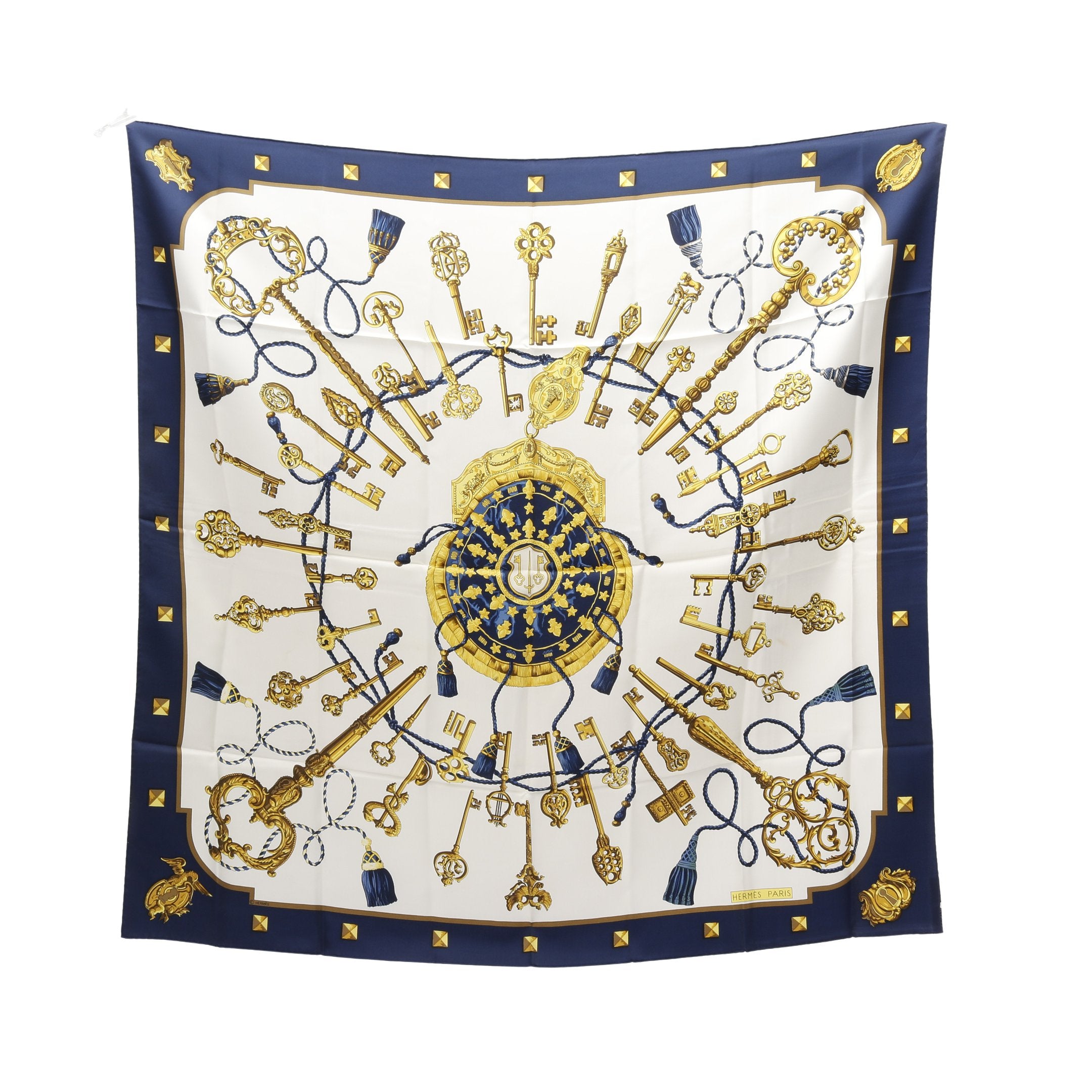 HERMES シルクスカーフ ネイビー ゴールド カレ90 HERMES シルクスカーフ ネイビー ゴールド エルメス カレ90 L'OR DES