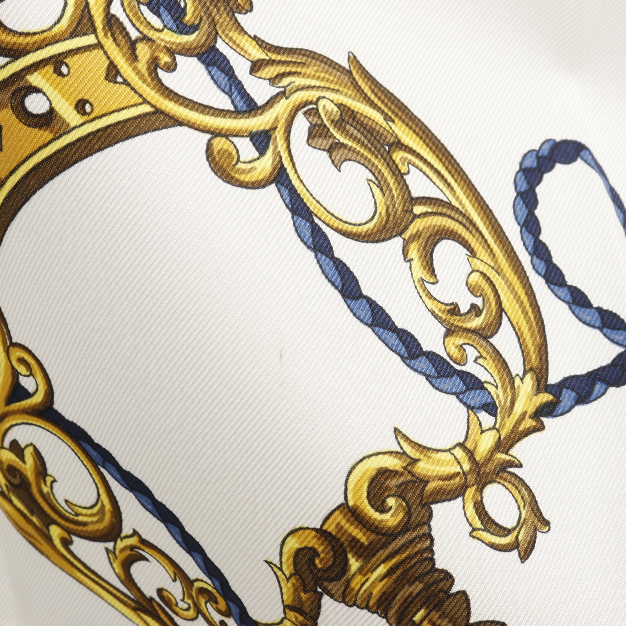 カレ90 LES CLES スカーフ シルク ネイビー オフホワイト ゴールド