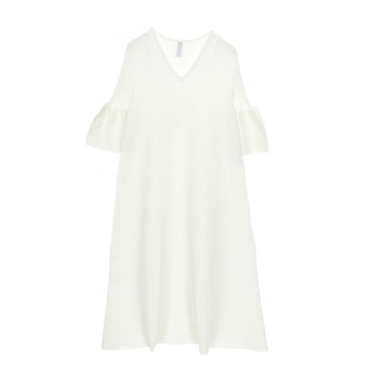 POTTERY SHORT BELL SLEEVE FLARE DRESS ニットワンピース ホワイト シーエフシーエル ワンピース CFCL