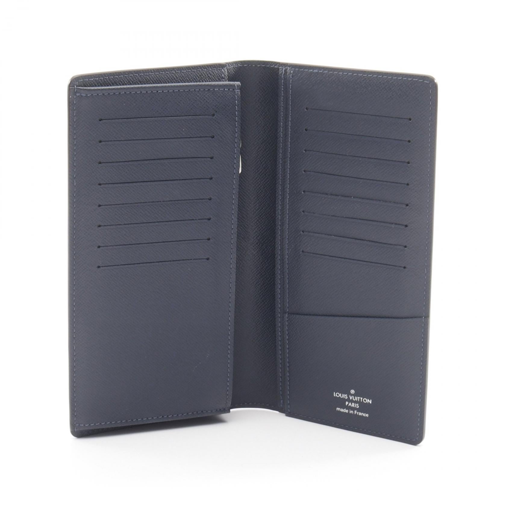 【美品】ルイヴィトン 2つ折り長財布 タイガレザー ポルトフォイユ・ブラザ NM ポルトフォイユ ブラザ NM タイガV 二つ折り長財布 レザー ブルー