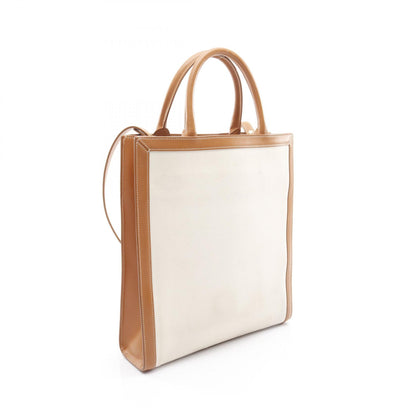 スモール バーティカル カバ ハンドバッグ トートバッグ キャンバス レザー オフホワイト ライトブラウン 2WAY セリーヌ バッグ CELINE