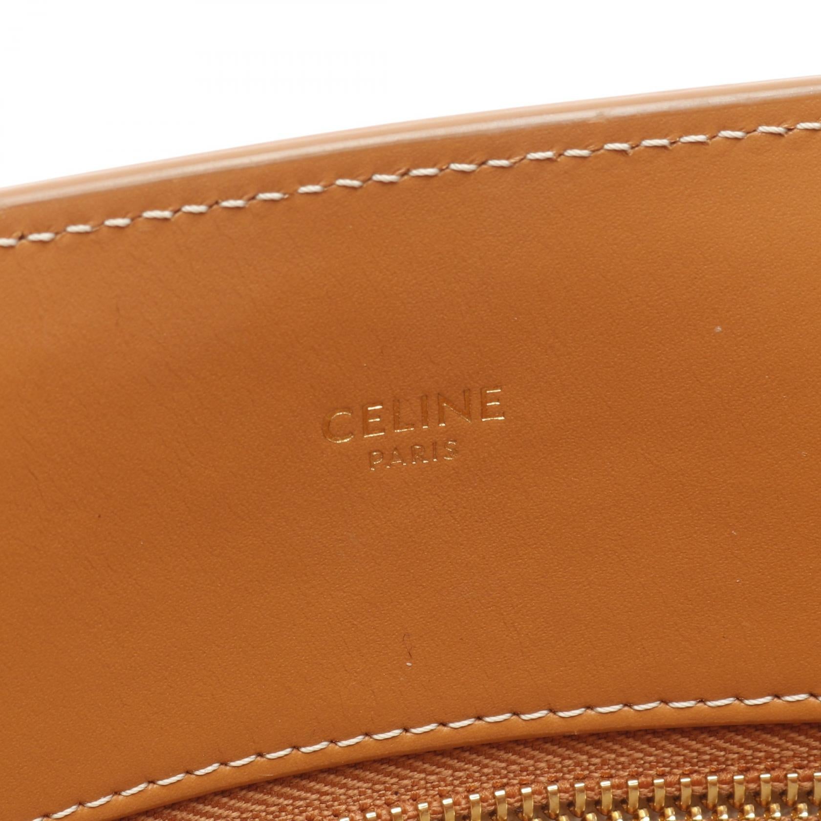 スモール バーティカル カバ ハンドバッグ トートバッグ キャンバス レザー オフホワイト ライトブラウン 2WAY セリーヌ バッグ CELINE