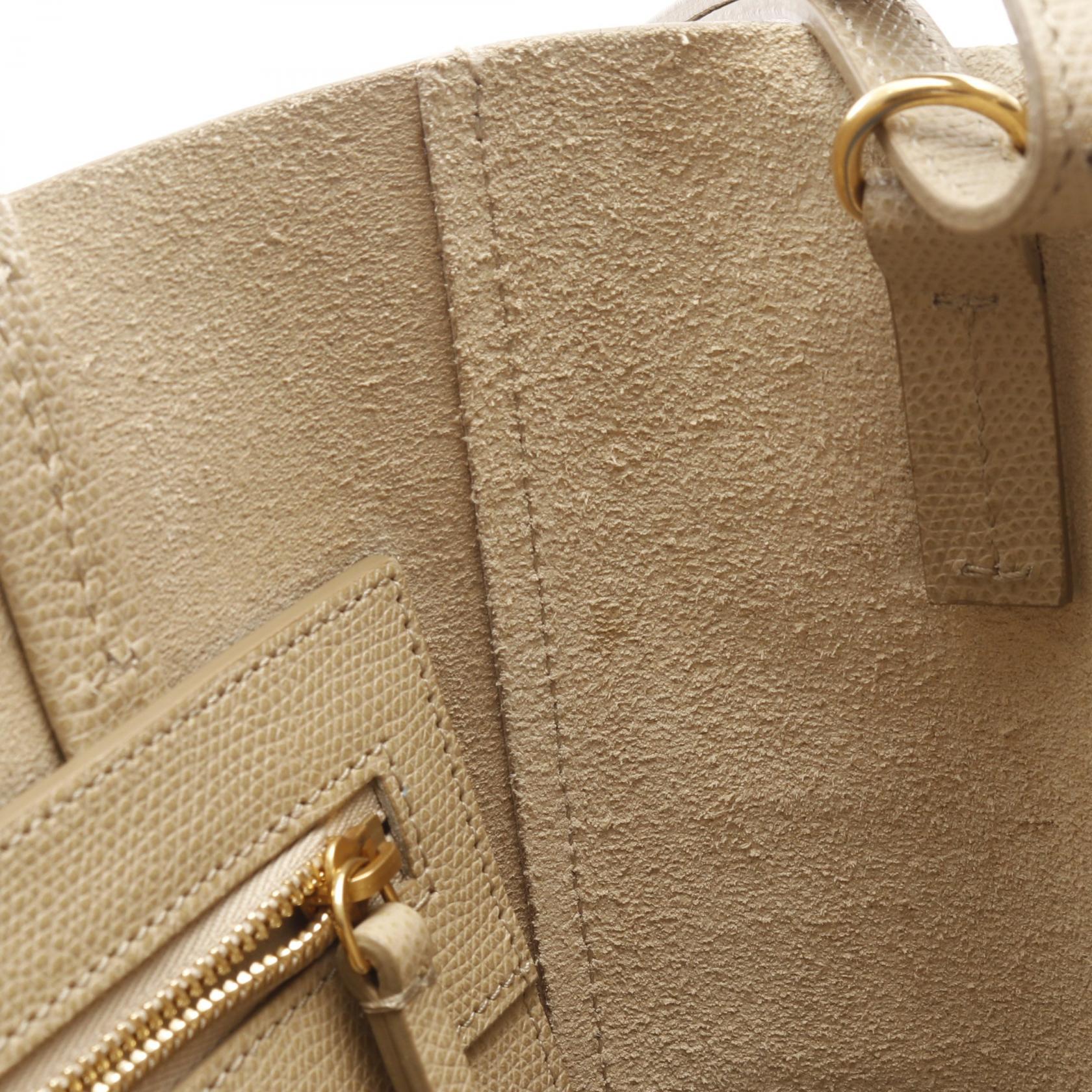 バーティカル スモール カバ ハンドバッグ トートバッグ レザー ベージュ ブルー 2WAY セリーヌ バッグ CELINE