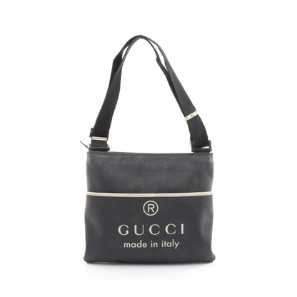 メッセンジャーバッグ ショルダーバッグ ロゴ PVC レザー ダークグレー オフホワイト バッグ GUCCI