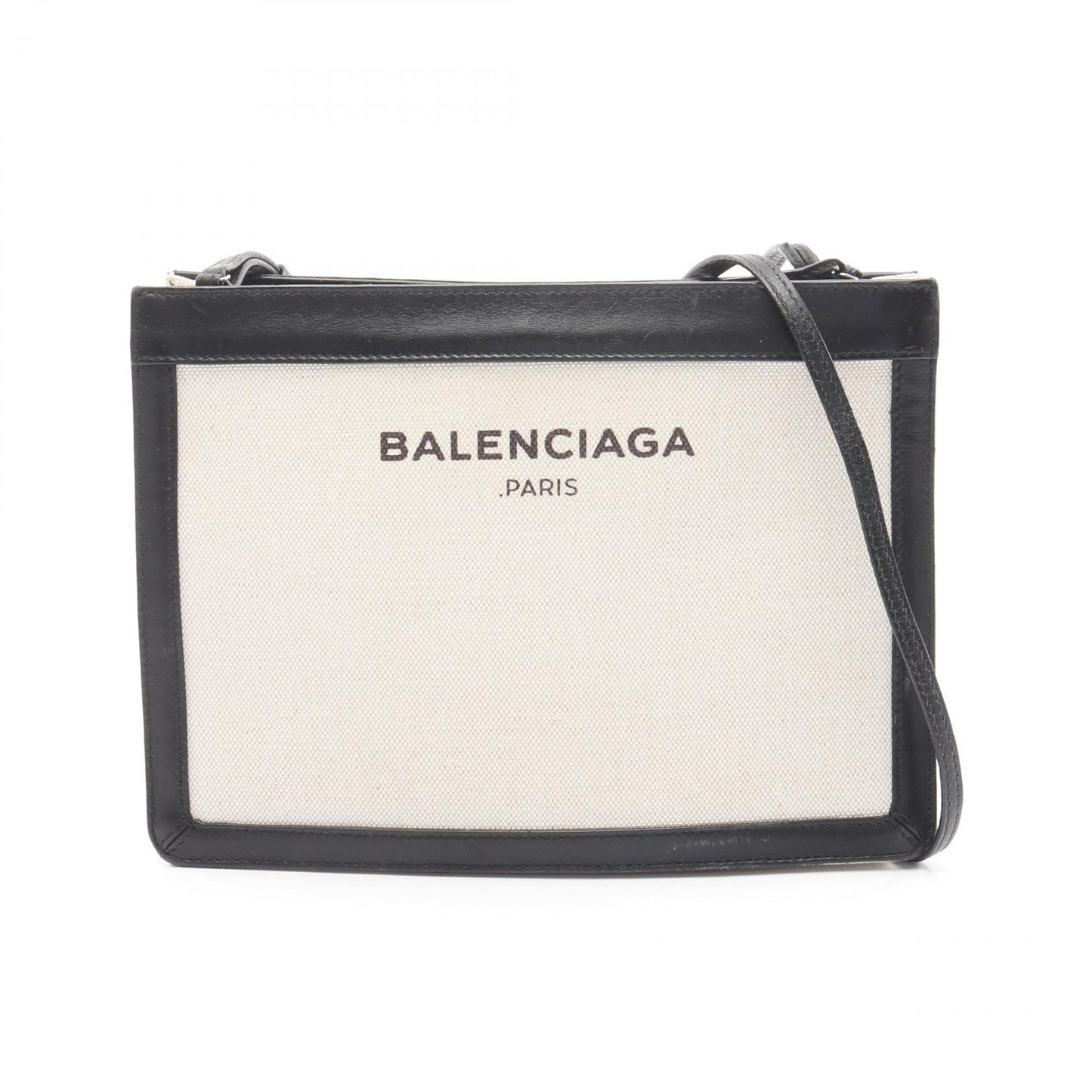 ネイビー ポシェット ショルダーバッグ キャンバス レザー アイボリー ブラック バレンシアガ バッグ BALENCIAGA