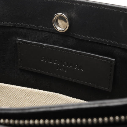 ネイビー ポシェット ショルダーバッグ キャンバス レザー アイボリー ブラック バレンシアガ バッグ BALENCIAGA