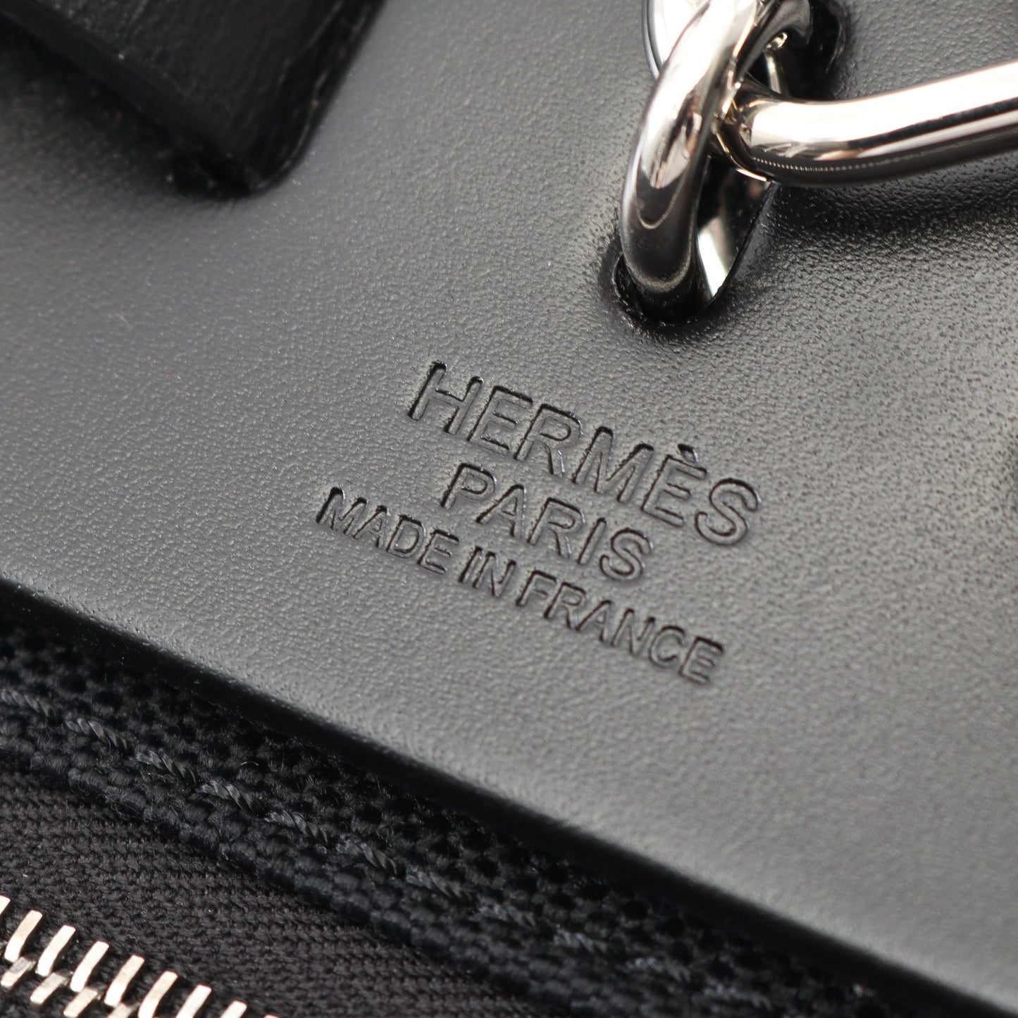 エールバッグジップPM ハンドバッグ トワルミリタリー ヴァッシュハンター ブラック シルバー金具 2WAY D刻印 バッグ HERMES