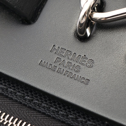 エールバッグジップPM ハンドバッグ トワルミリタリー ヴァッシュハンター ブラック シルバー金具 2WAY D刻印 バッグ HERMES