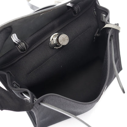 エールバッグジップPM ハンドバッグ トワルミリタリー ヴァッシュハンター ブラック シルバー金具 2WAY D刻印 バッグ HERMES