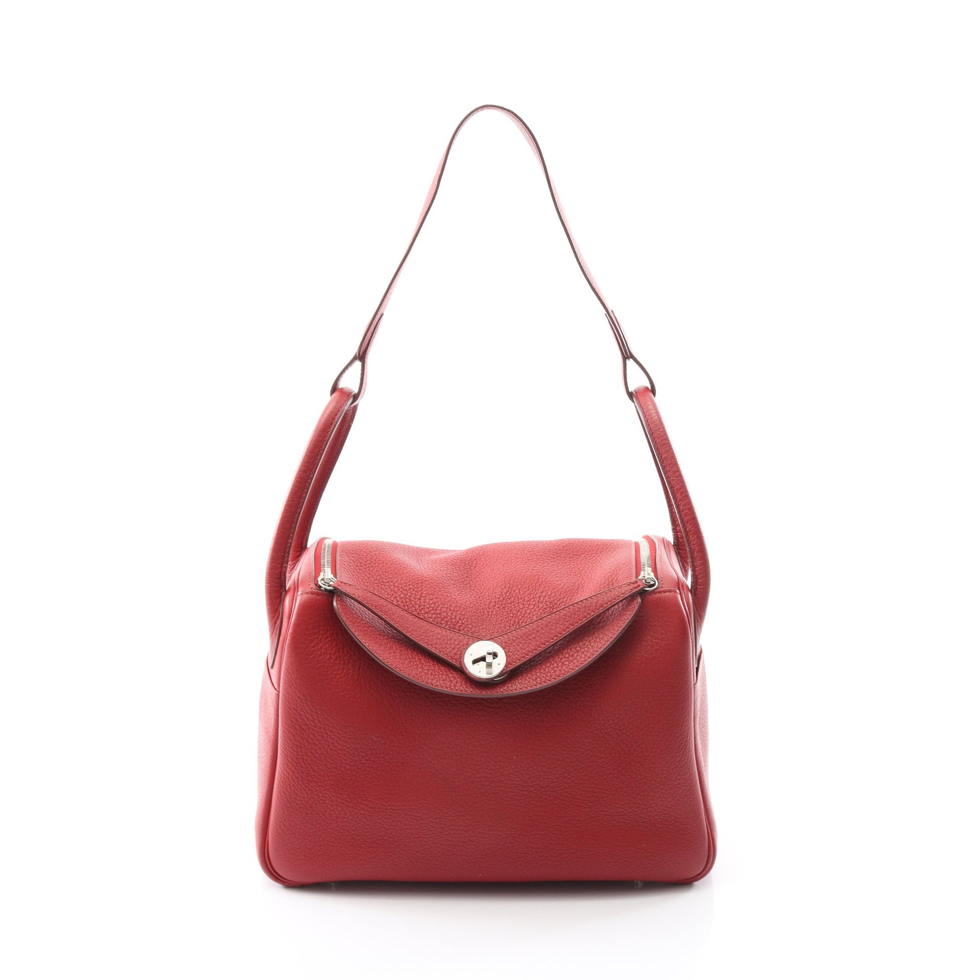リンディ30 ルージュガランス ショルダーバッグ トリヨンクレマンス レッド シルバー金具 □L刻印 エルメス バッグ HERMES
