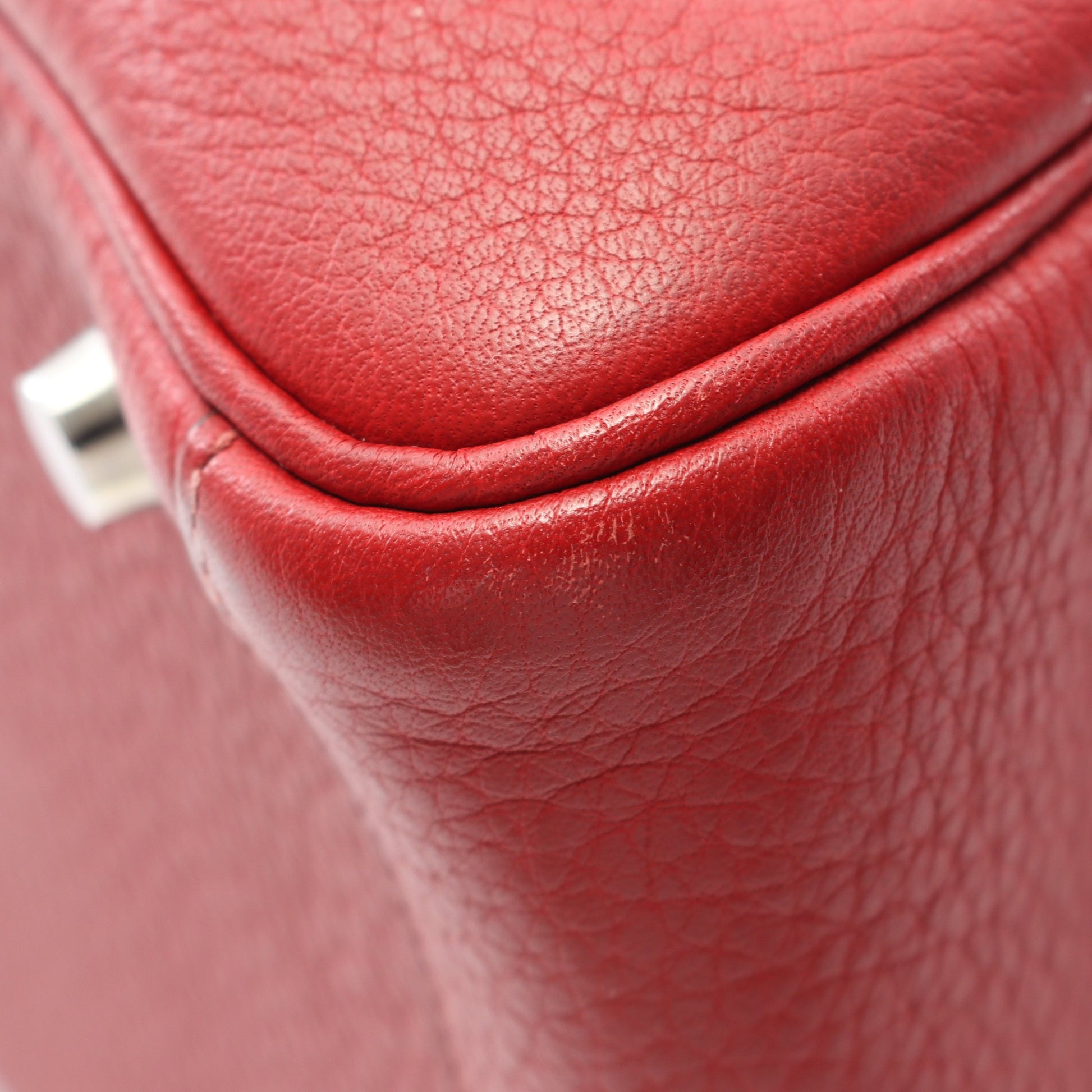 リンディ30 ルージュガランス ショルダーバッグ トリヨンクレマンス レッド シルバー金具 □L刻印 エルメス バッグ HERMES