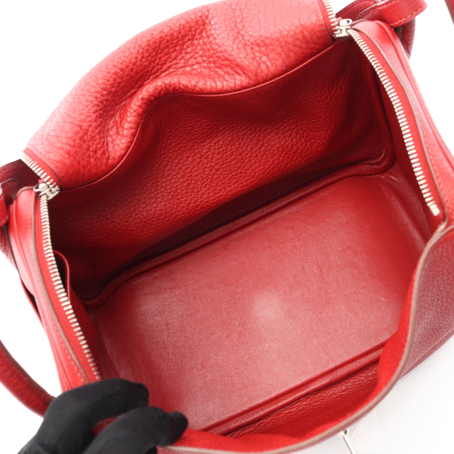 リンディ30 ルージュガランス ショルダーバッグ トリヨンクレマンス レッド シルバー金具 □L刻印 エルメス バッグ HERMES
