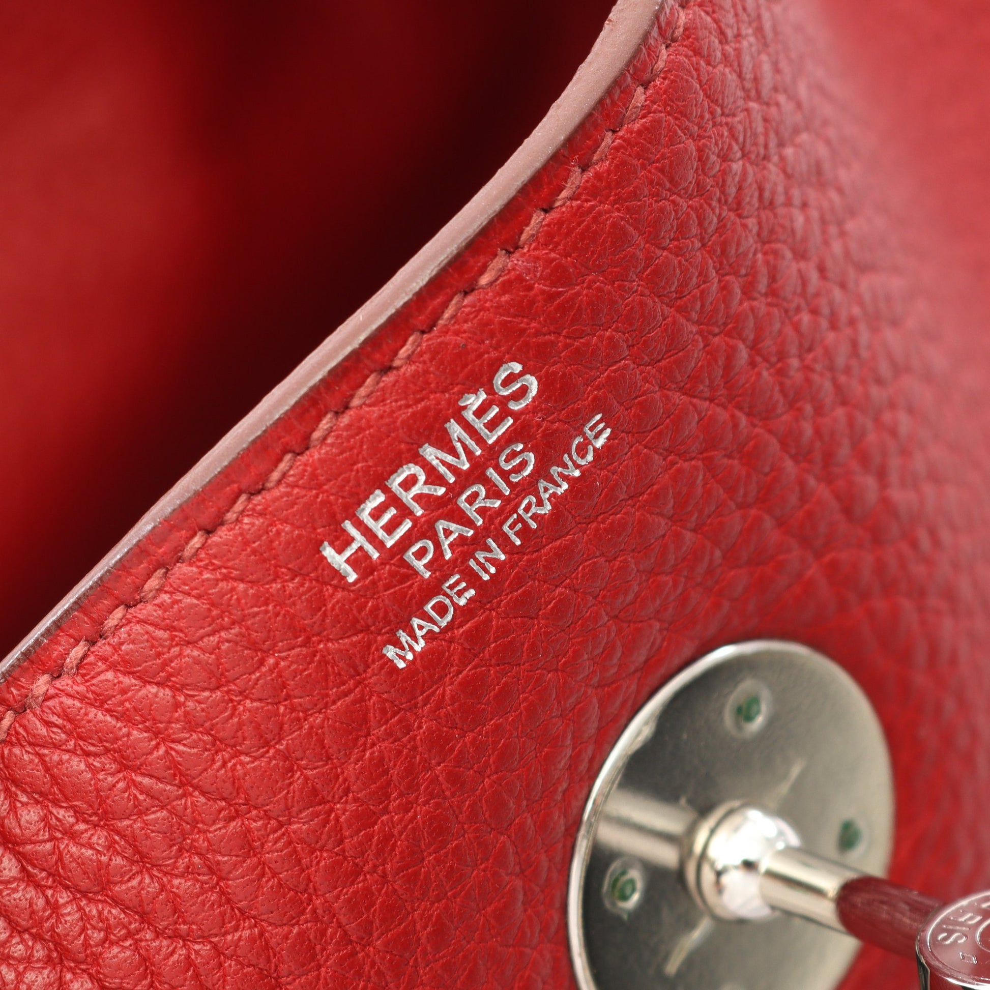 リンディ30 ルージュガランス ショルダーバッグ トリヨンクレマンス レッド シルバー金具 □L刻印 エルメス バッグ HERMES