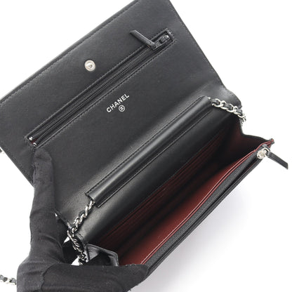 マトラッセ チェーンウォレット ラムスキン ブラック シルバー金具 シャネル バッグ CHANEL