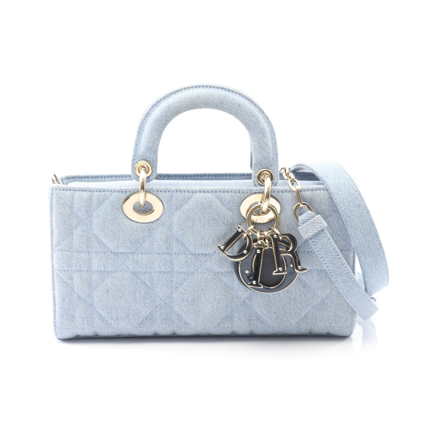 Lady D-Joy ミディアム ハンドバッグ デニム ライトブルー 3WAY クリスチャンディオール バッグ Christian Dior