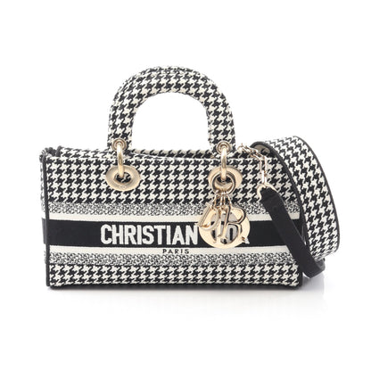 Lady D-Joy ミディアム ハンドバッグ キャンバス ブラック ホワイト 3WAY クリスチャンディオール バッグ Christian Dior