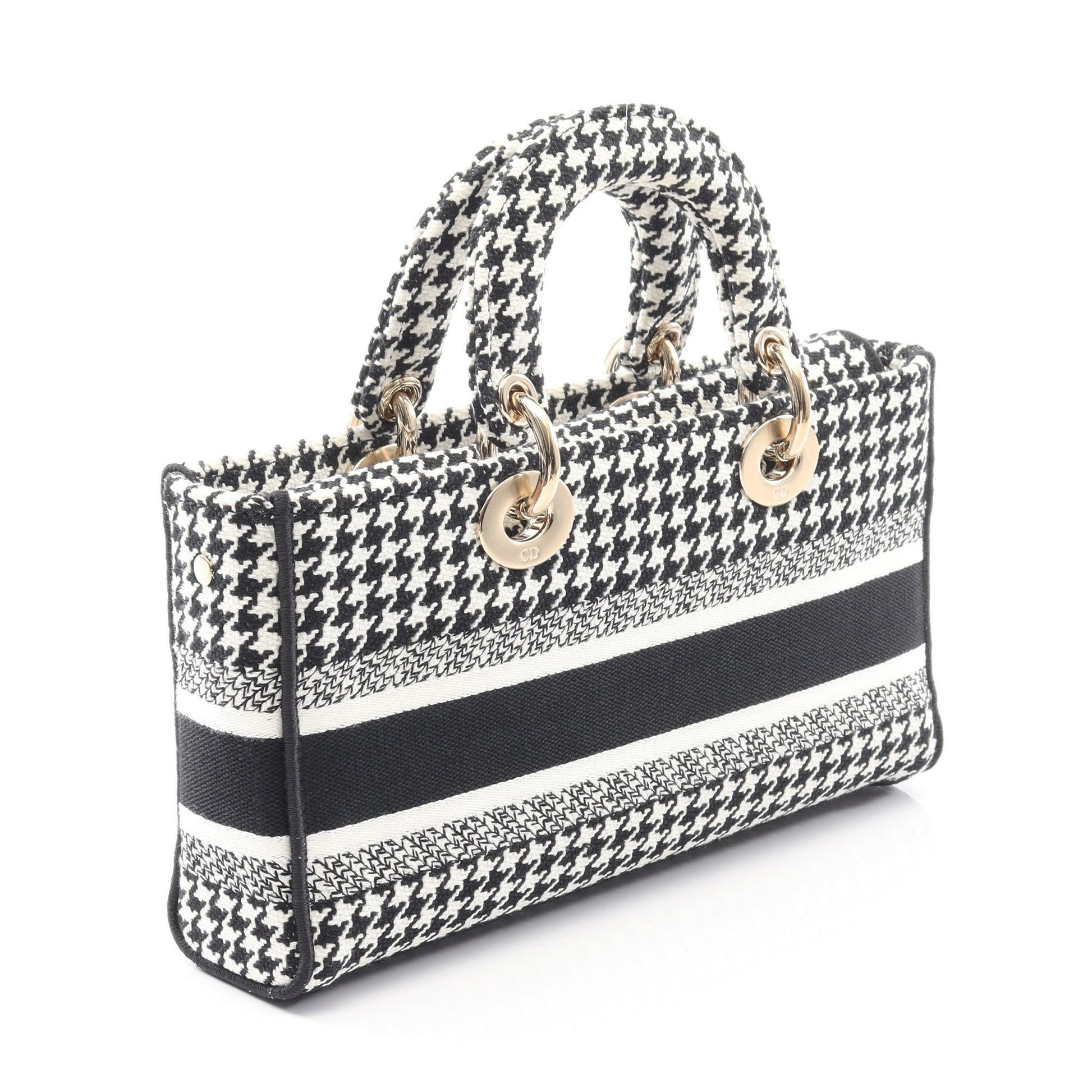 Lady D-Joy ミディアム ハンドバッグ キャンバス ブラック ホワイト 3WAY クリスチャンディオール バッグ Christian Dior