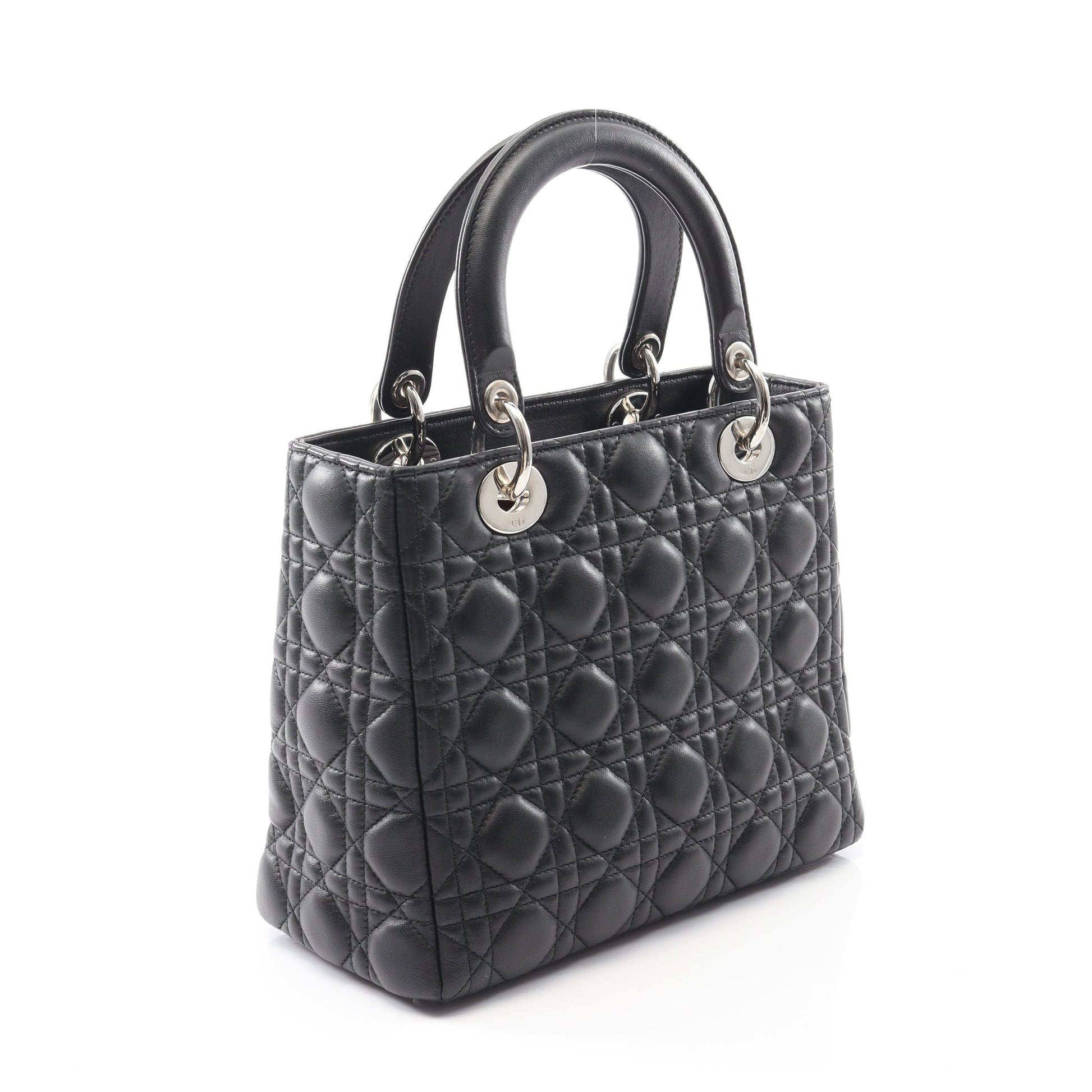 LADY DIOR レディディオール カナージュ ハンドバッグ レザー ブラック 2WAY クリスチャンディオール バッグ Christian Dior