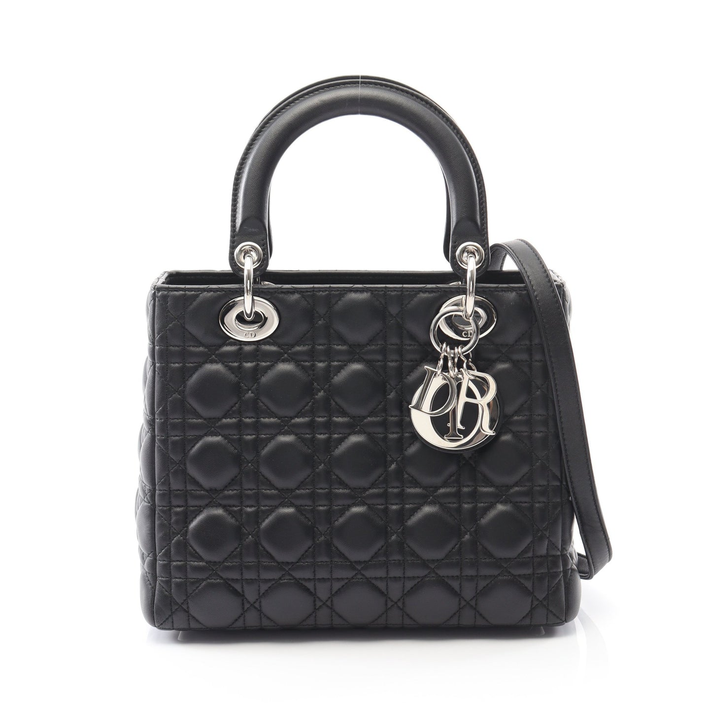 LADY DIOR レディディオール カナージュ ハンドバッグ レザー ブラック 2WAY クリスチャンディオール バッグ Christian Dior
