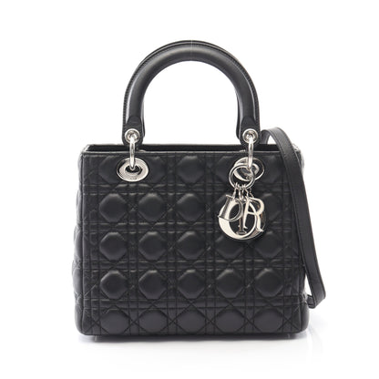 LADY DIOR レディディオール カナージュ ハンドバッグ レザー ブラック 2WAY クリスチャンディオール バッグ Christian Dior