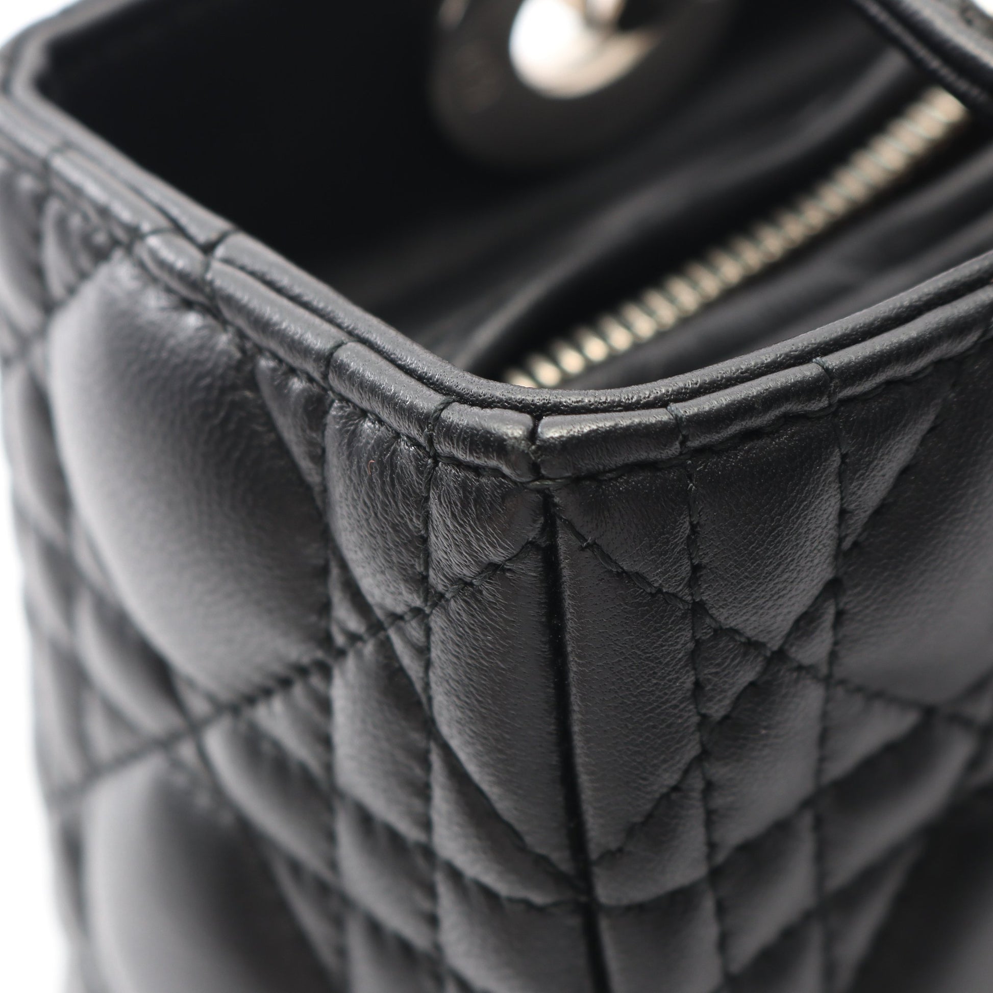LADY DIOR レディディオール カナージュ ハンドバッグ レザー ブラック 2WAY クリスチャンディオール バッグ Christian Dior