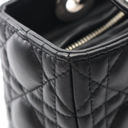 LADY DIOR レディディオール カナージュ ハンドバッグ レザー ブラック 2WAY クリスチャンディオール バッグ Christian Dior