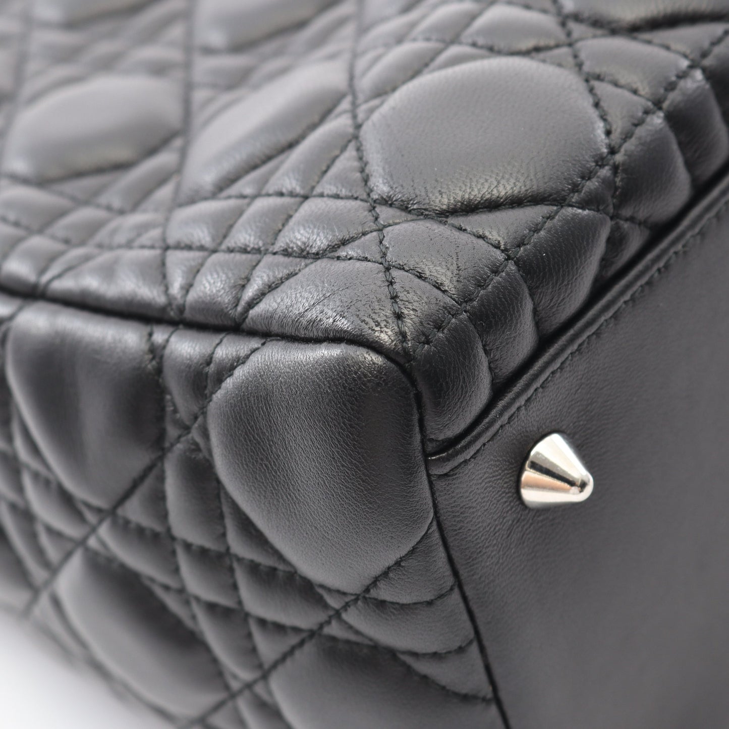 LADY DIOR レディディオール カナージュ ハンドバッグ レザー ブラック 2WAY クリスチャンディオール バッグ Christian Dior