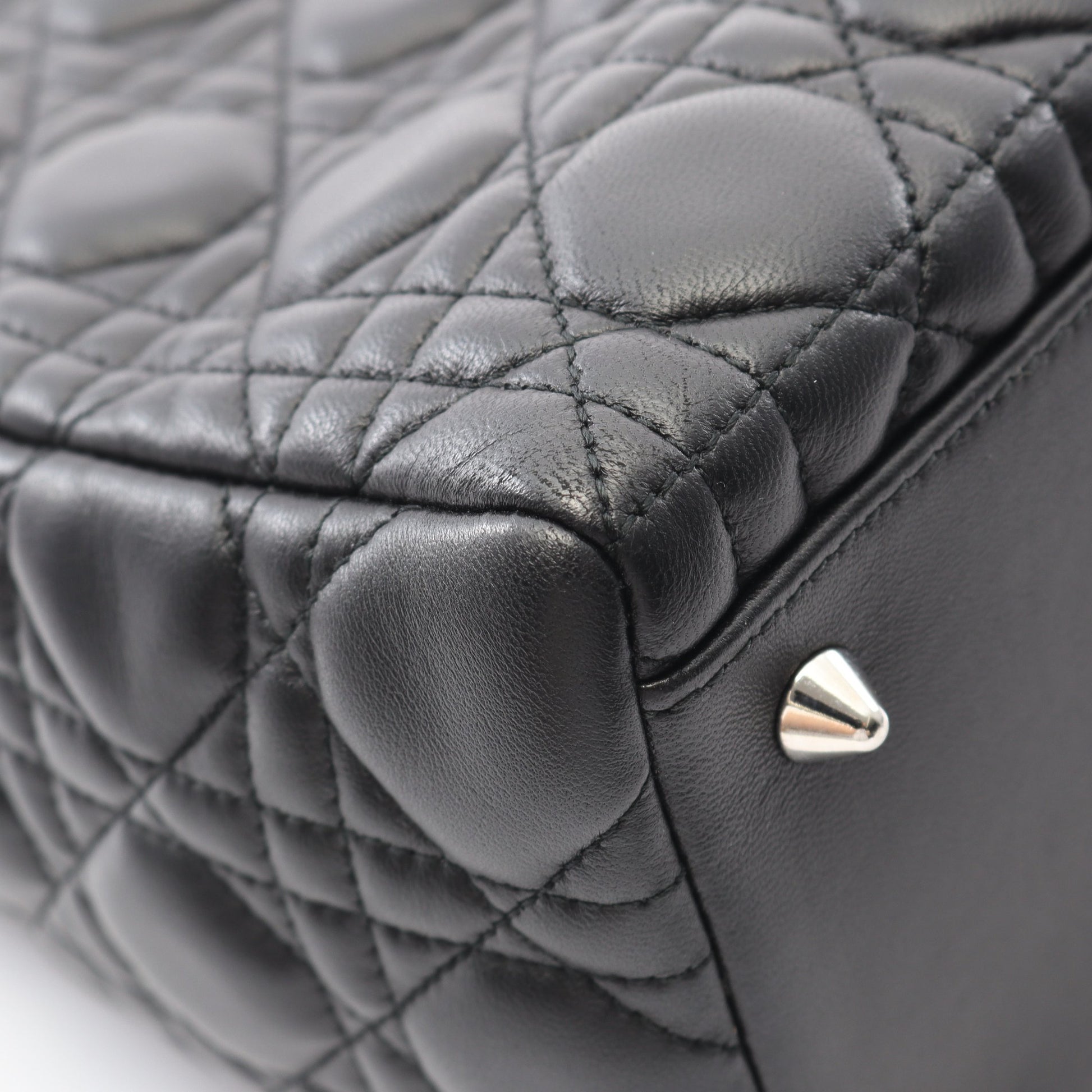 LADY DIOR レディディオール カナージュ ハンドバッグ レザー ブラック 2WAY クリスチャンディオール バッグ Christian Dior