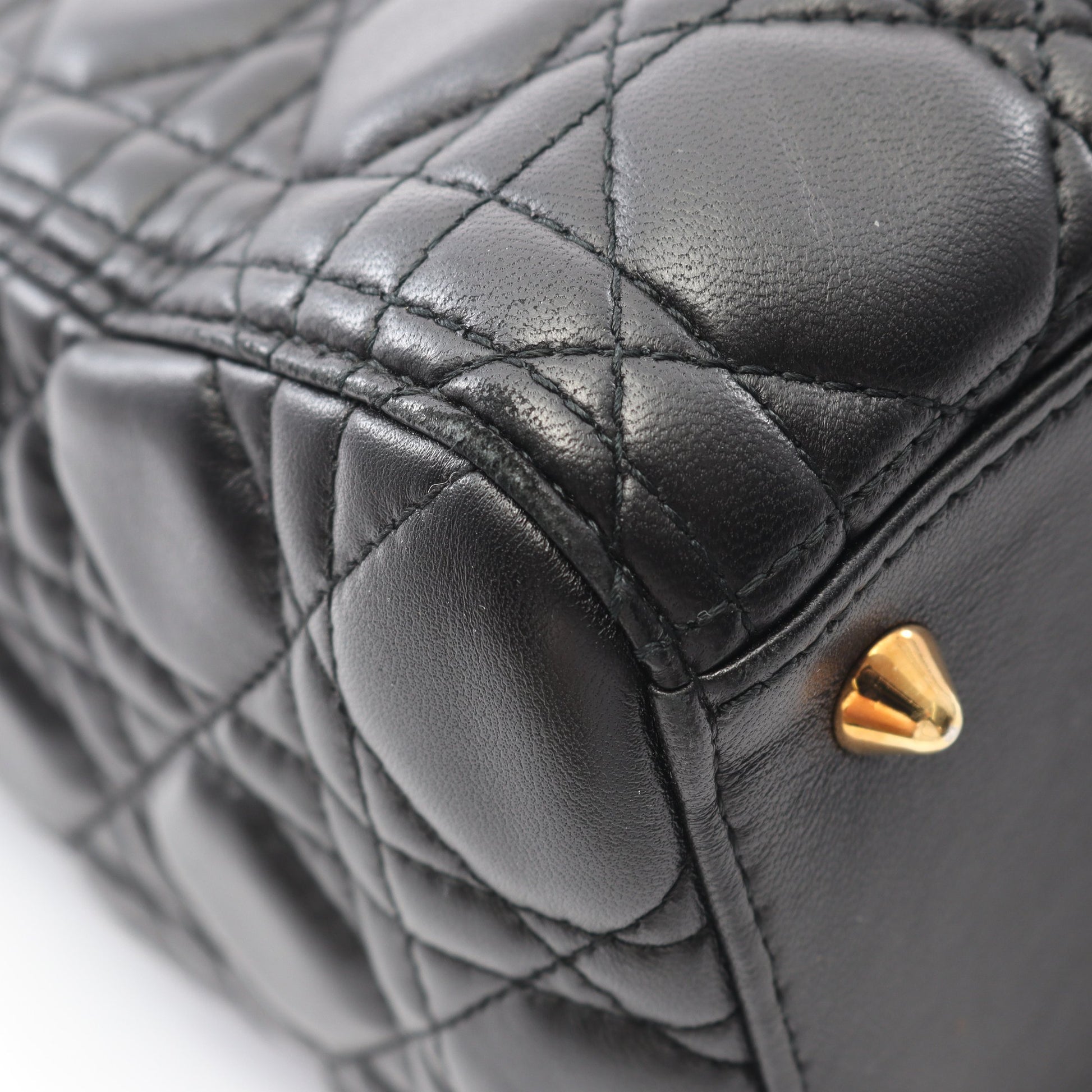 LADY DIOR レディディオール カナージュ ハンドバッグ レザー ブラック 2WAY クリスチャンディオール バッグ Christian Dior