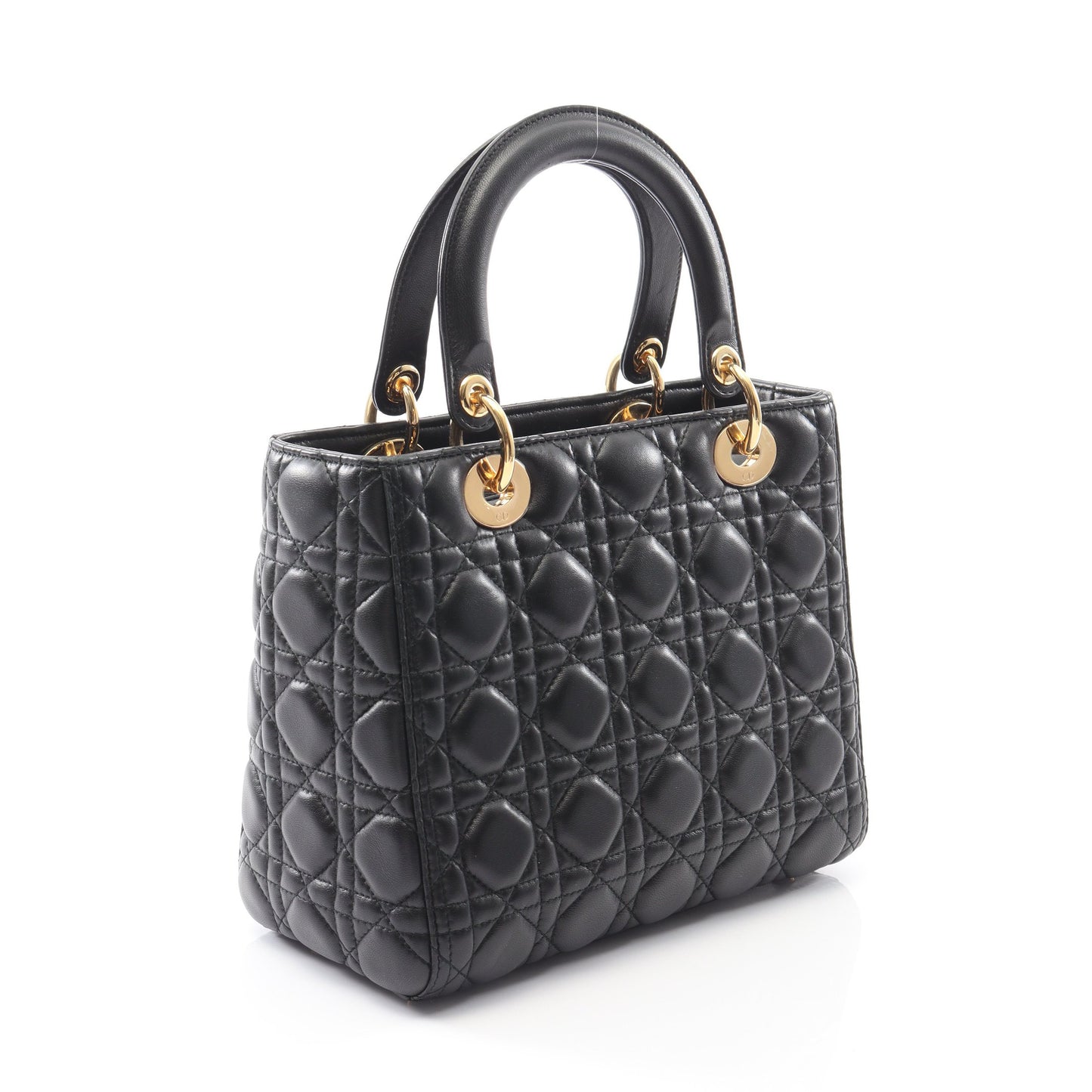 LADY DIOR レディディオール カナージュ ハンドバッグ レザー ブラック 2WAY クリスチャンディオール バッグ Christian Dior