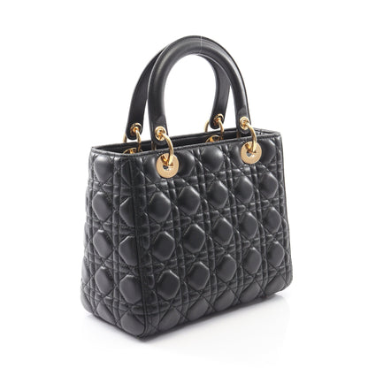 LADY DIOR レディディオール カナージュ ハンドバッグ レザー ブラック 2WAY クリスチャンディオール バッグ Christian Dior