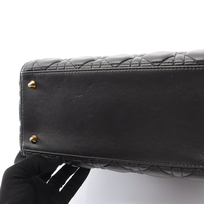 LADY DIOR レディディオール カナージュ ハンドバッグ レザー ブラック 2WAY クリスチャンディオール バッグ Christian Dior